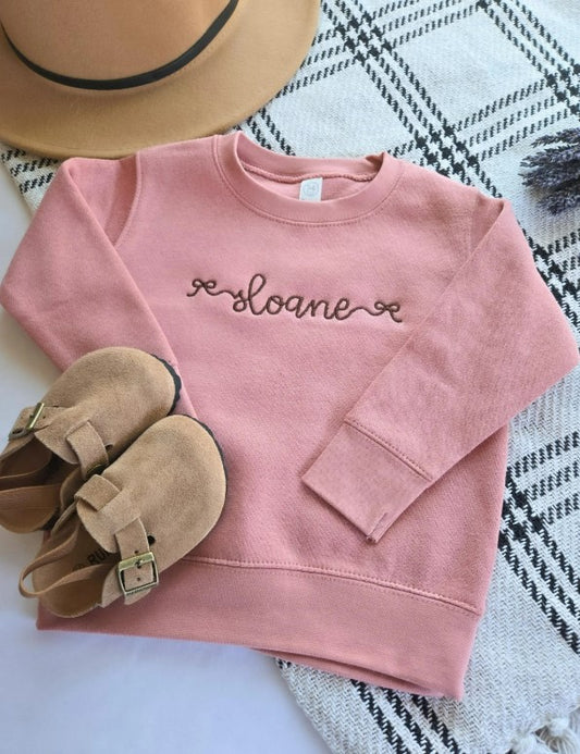 Bow Cursive Name Toddler Sweatshirt