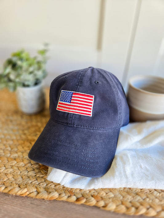 American Flag Embroidered Dad Hat