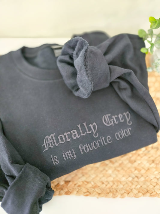 Morally Grey Embroidered Sweatshirt