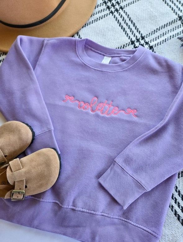 Bow Cursive Name Toddler Sweatshirt