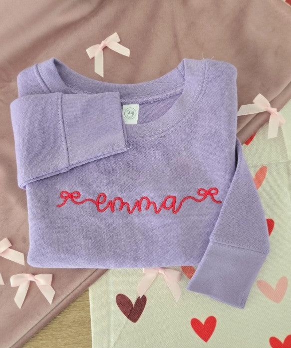 Bow Cursive Name Toddler Sweatshirt