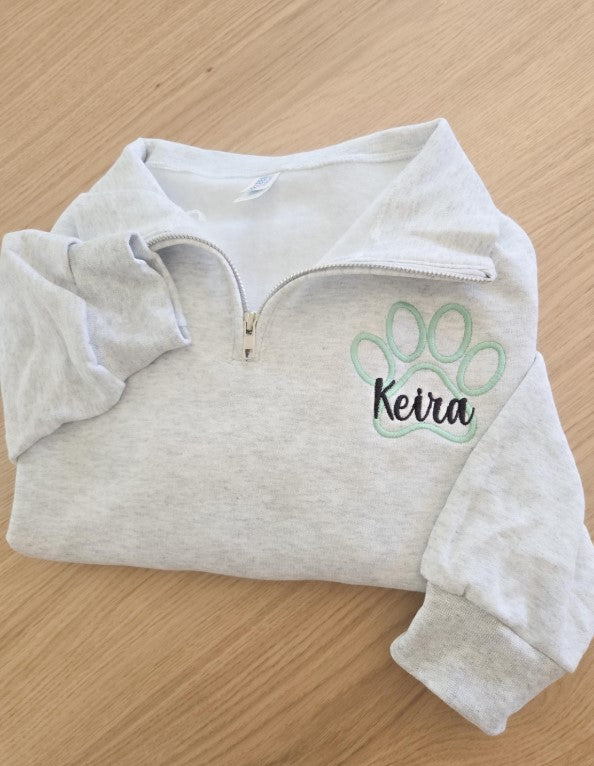 Paw Print Personalized Quarter Zip Sweatshirt
