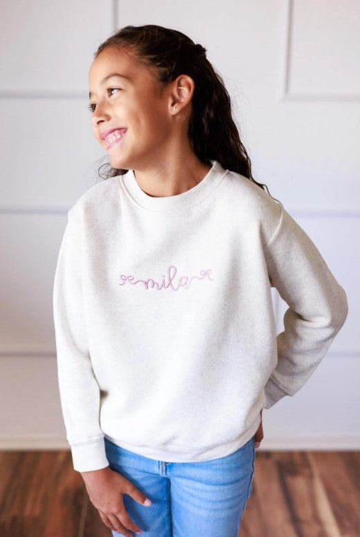 Bow Cursive Name Toddler Sweatshirt