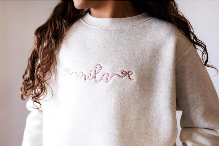 Bow Cursive Name Toddler Sweatshirt