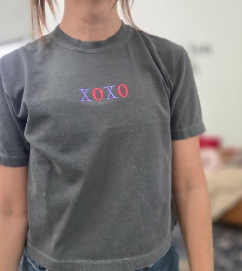 XOXO Embroidered Boxy T Shirt