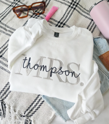 Mr. or Mrs. Custom Embroidered Sweatshirt
