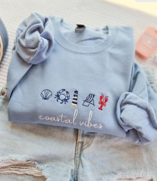 Coastal Vibes Embroidered Sweatshirt