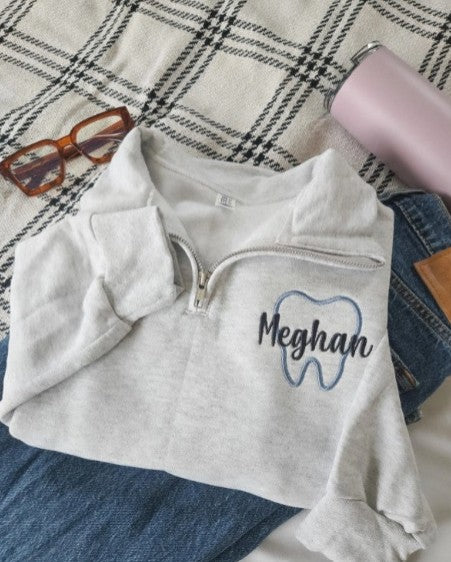 Dental Tooth Embroidered Quarter Zip
