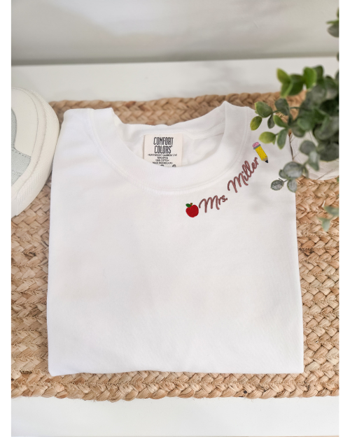 Teacher Neckline Embrodered T-Shirt