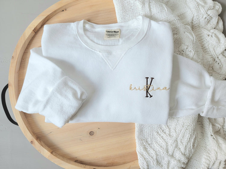 Embroidered Name and Monogram Sweatshirt