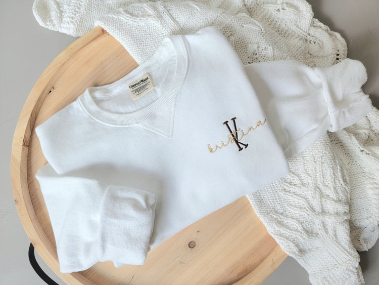 Embroidered Name and Monogram Sweatshirt