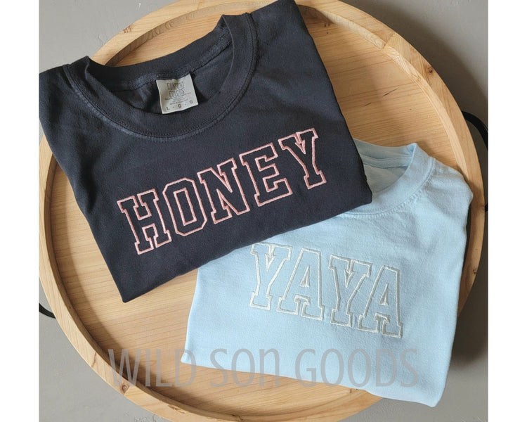 Varsity Embroidered Name T-Shirt