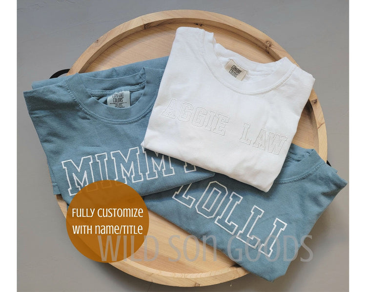 Varsity Embroidered Name T-Shirt