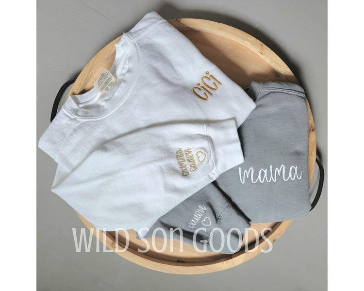 Pocket Side Embroidered Name Sweatshirt
