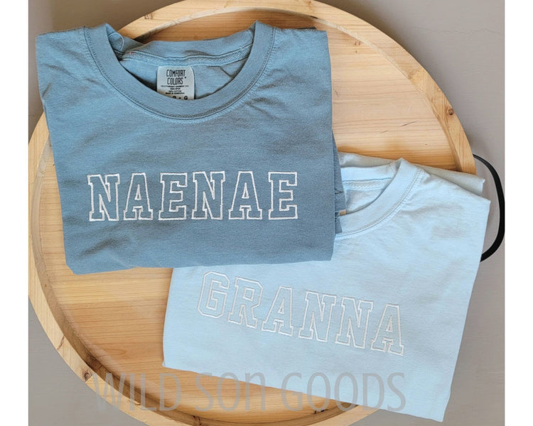 Varsity Embroidered Name T-Shirt