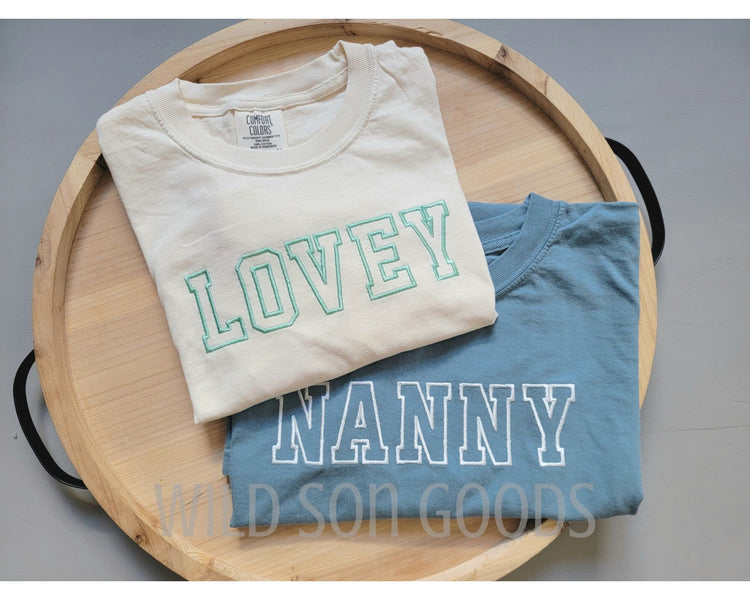 Varsity Embroidered Name T-Shirt