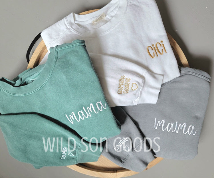 Pocket Side Embroidered Name Sweatshirt