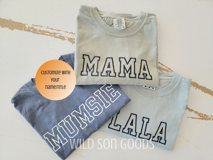 Varsity Embroidered Name T-Shirt
