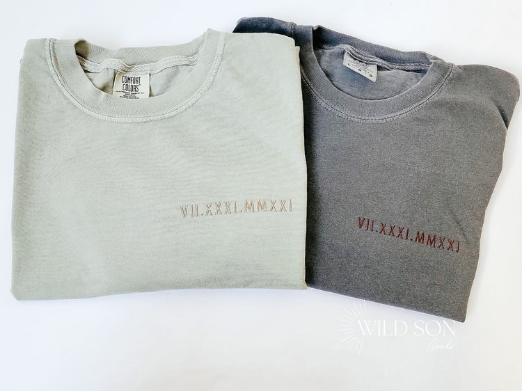 Embroidered Roman Numerals T-Shirt