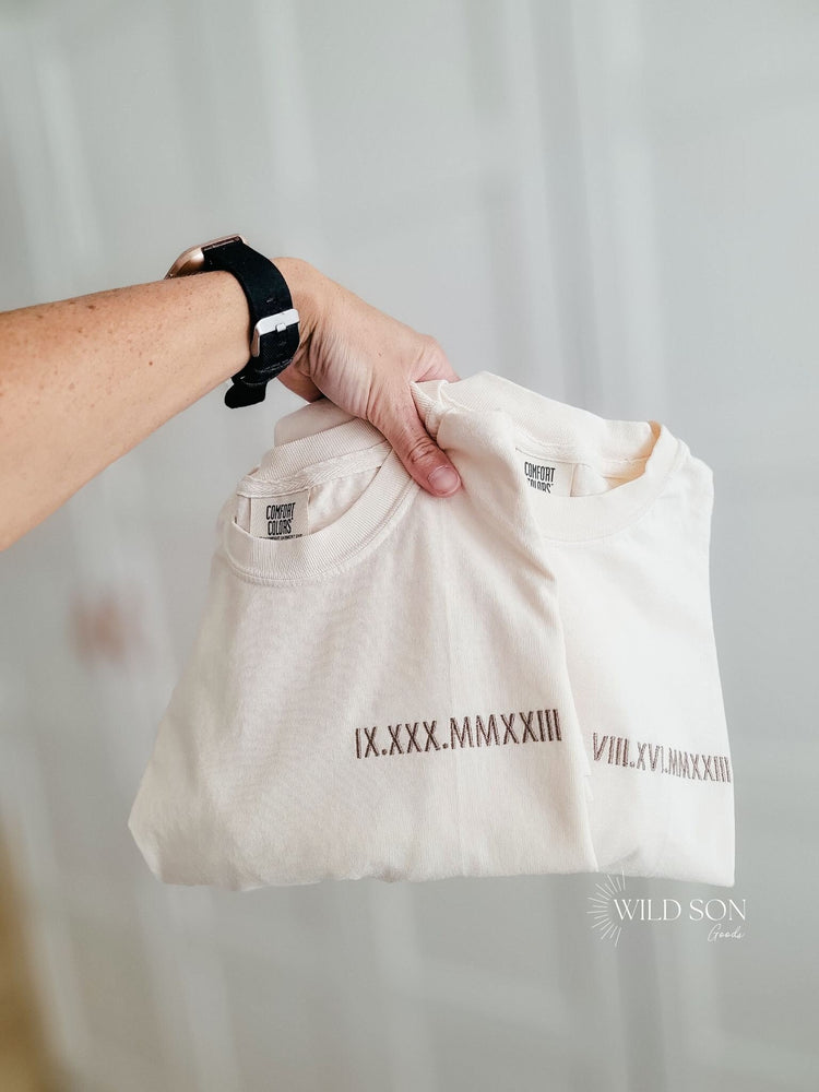 Embroidered Roman Numerals T-Shirt