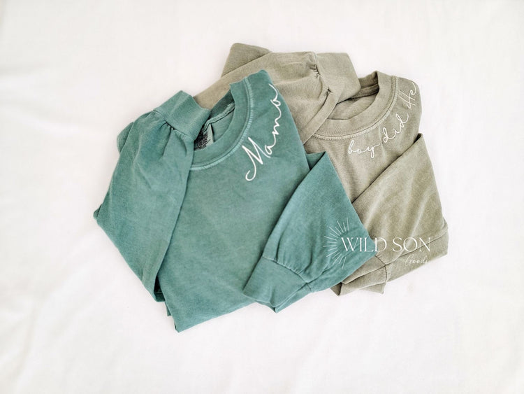 Personalized Neckline Emroidered Long Sleeve