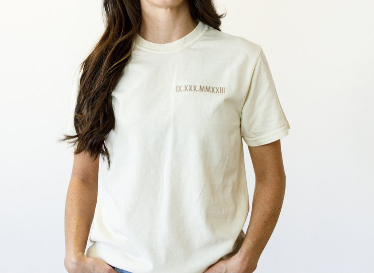 Embroidered Roman Numerals T-Shirt