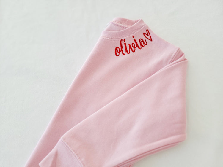 Toddler Personalized Valentines Neckline Embroidered Sweatshirt