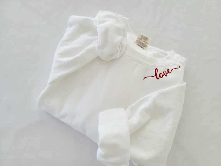 Love Embroidered Valentines Sweatshirt