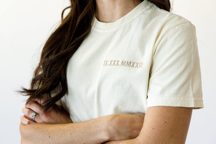 Embroidered Roman Numerals T-Shirt