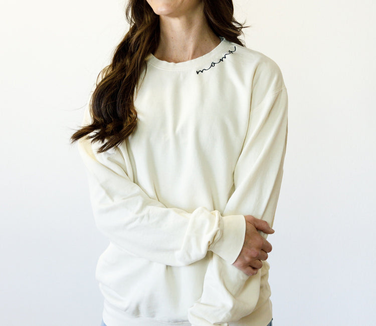 Neckline Embroidered Lightweight Sweatshirt