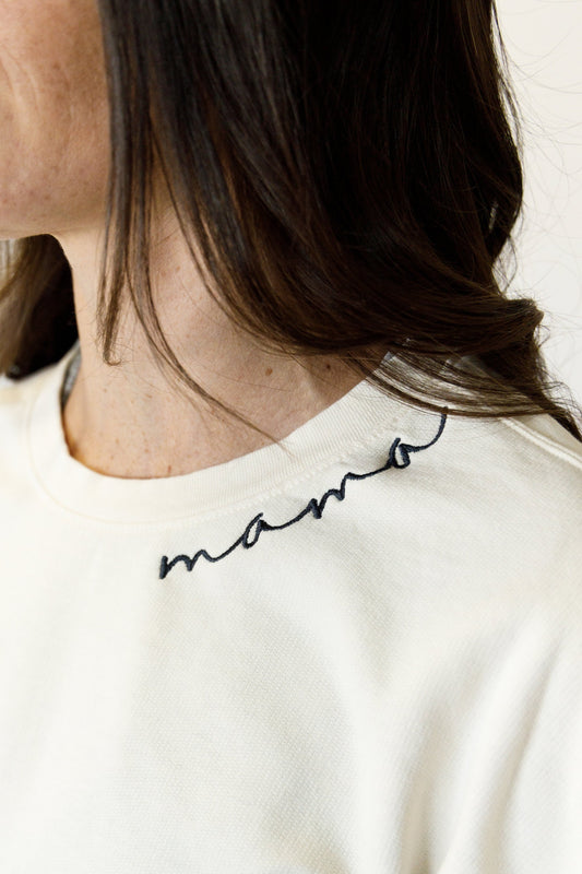 Neckline Embroidered Lightweight Sweatshirt