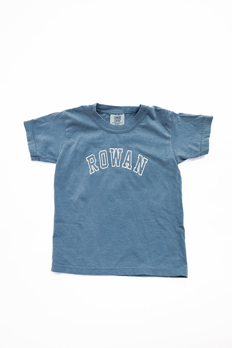 Kids Centered Curved Embroidered Name T-Shirt