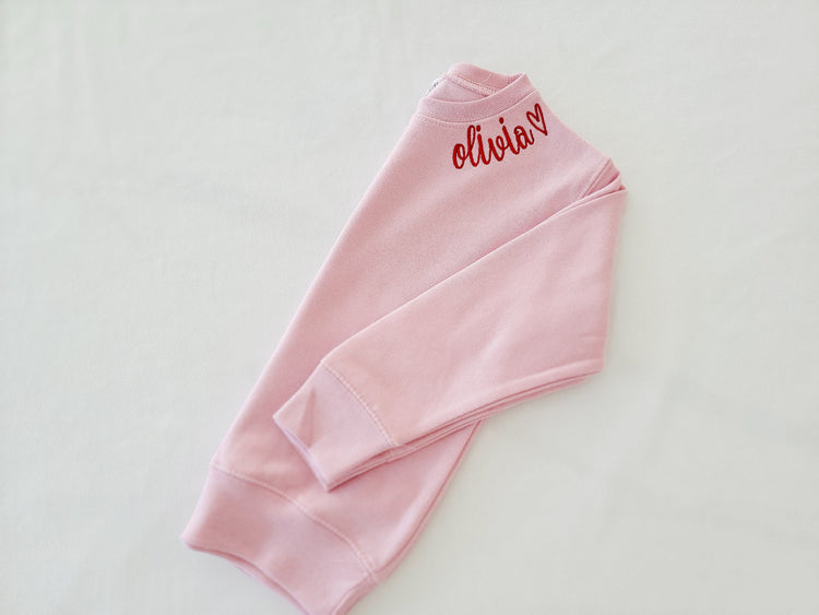 Toddler Personalized Valentines Neckline Embroidered Sweatshirt
