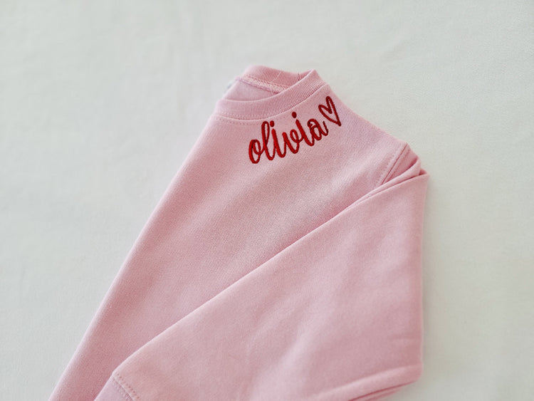 Toddler Personalized Valentines Neckline Embroidered Sweatshirt