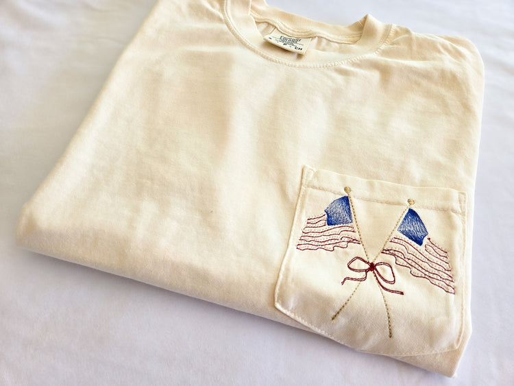American Flag Embroidered T-Shirt