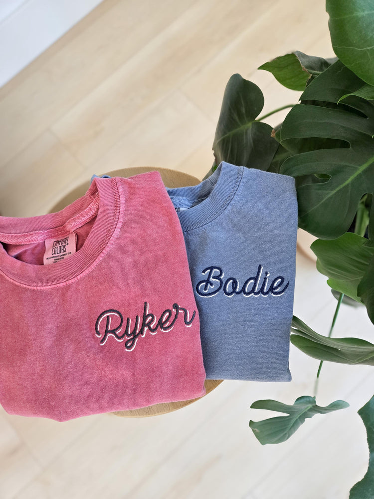 Kids Shadow Embroidered Name T-Shirt