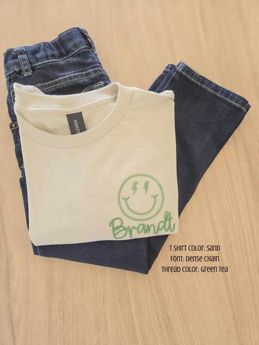Kids Custom Name Retro Smiley Face T-Shirt