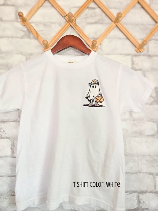 Ghost with Hat Kids Halloween T-Shirt