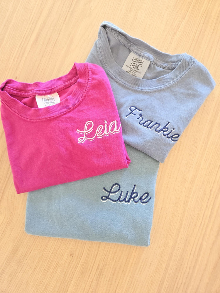 Kids Shadow Embroidered Name T-Shirt