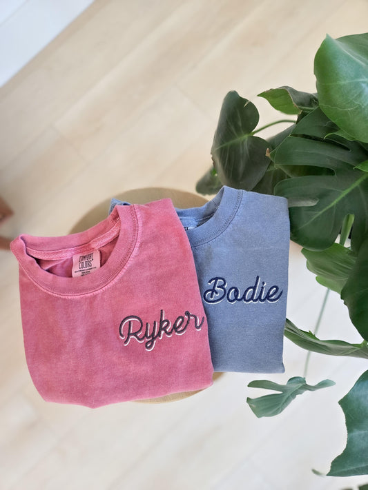 Kids Shadow Embroidered Name T-Shirt