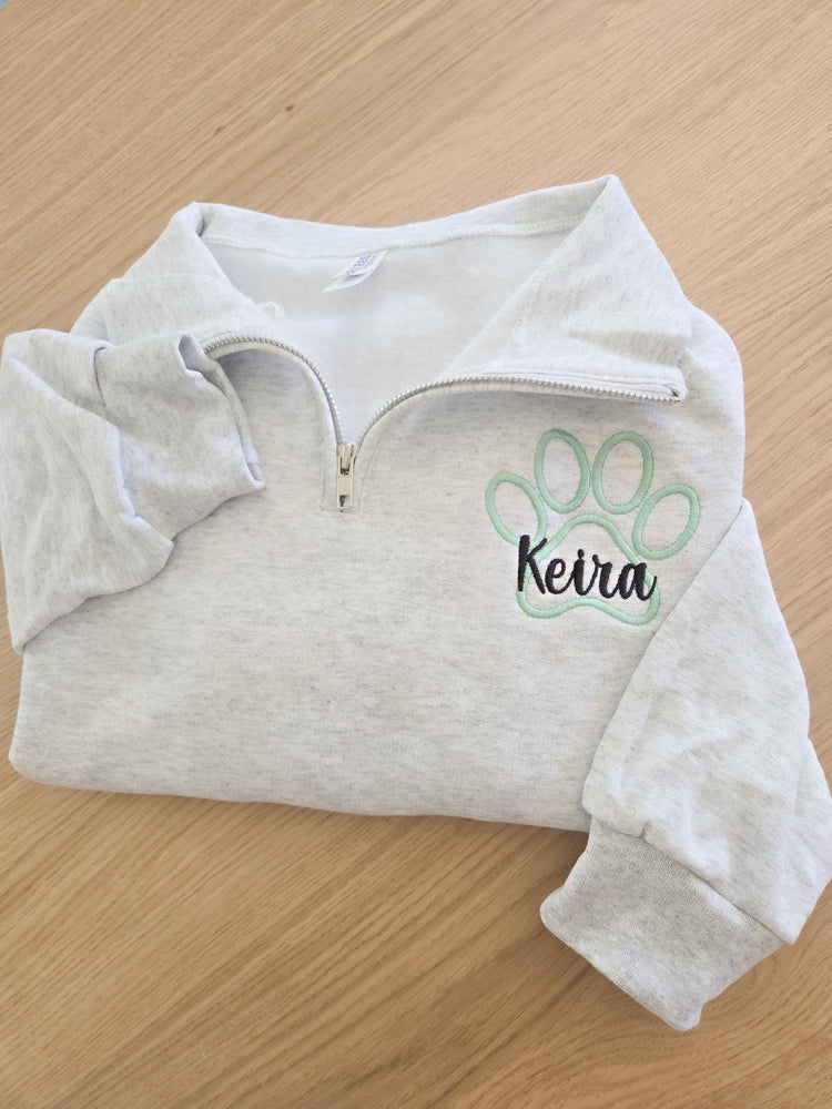Veterinarian Paw Print Quarter Zip Sweater