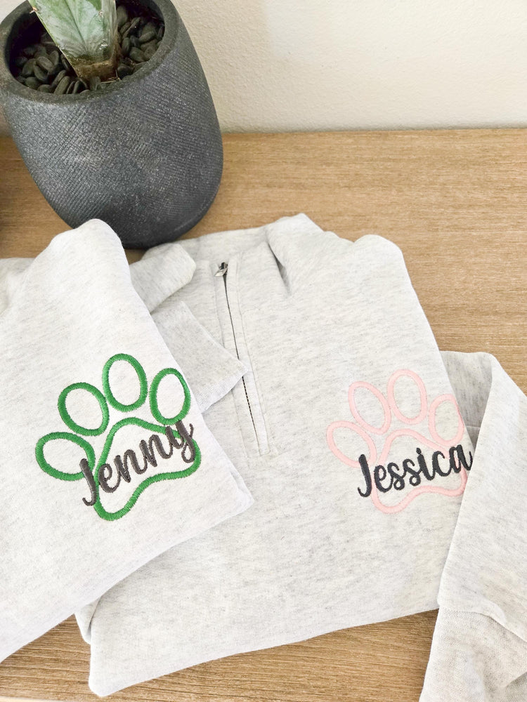 Veterinarian Paw Print Quarter Zip Sweater