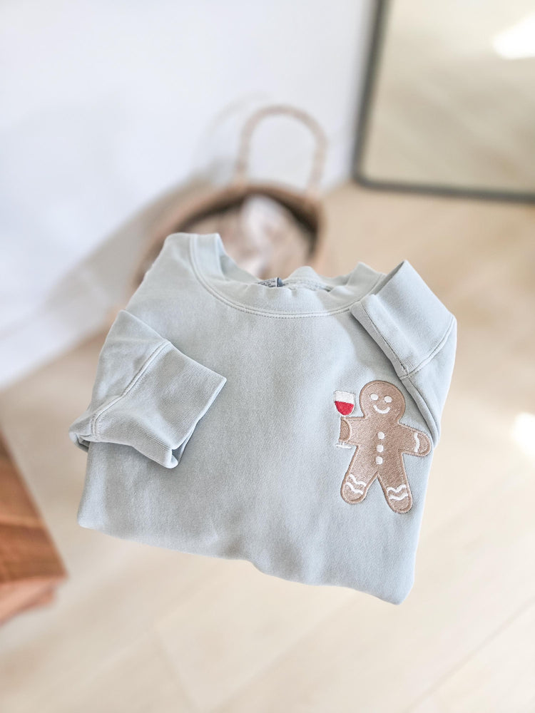 Wine Drinking Gingerbread Man Sweatshirt