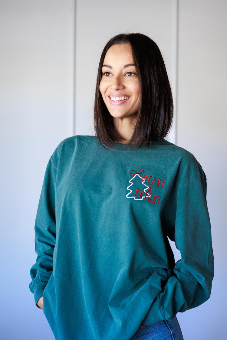 Merry and Bright Christmas Tree Long Sleeve