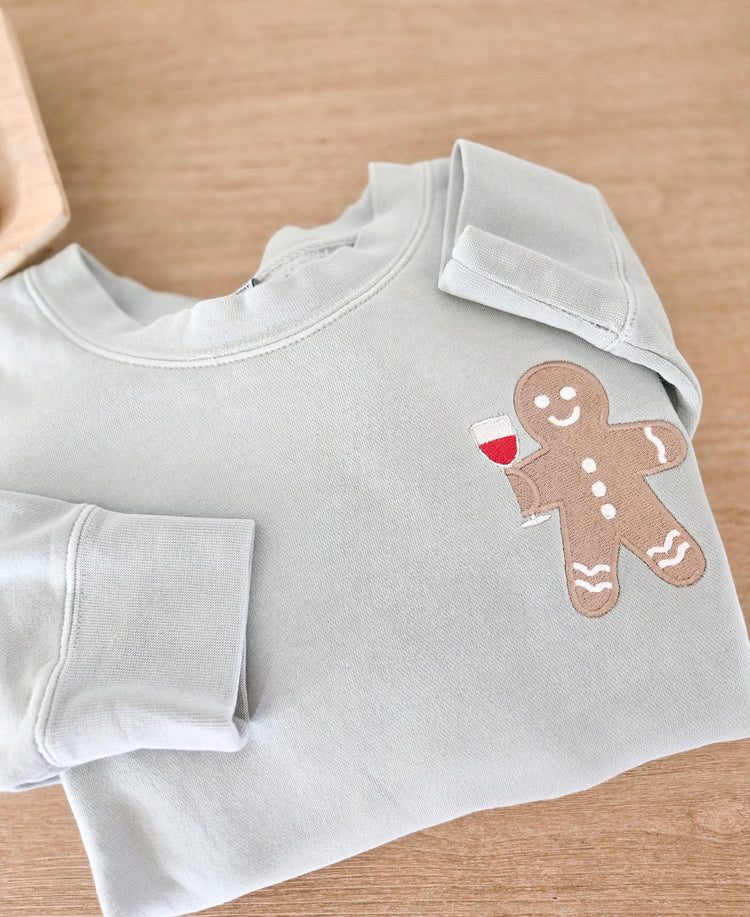Wine Drinking Gingerbread Man Sweatshirt