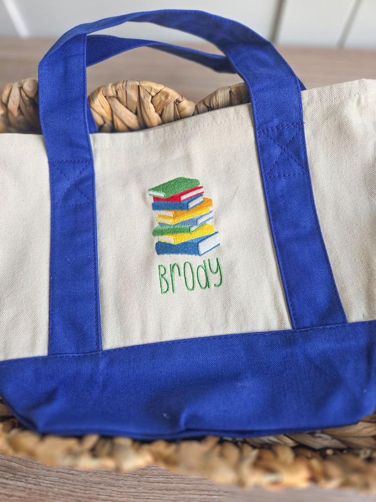 Kids Embroidered Custom Library Tote