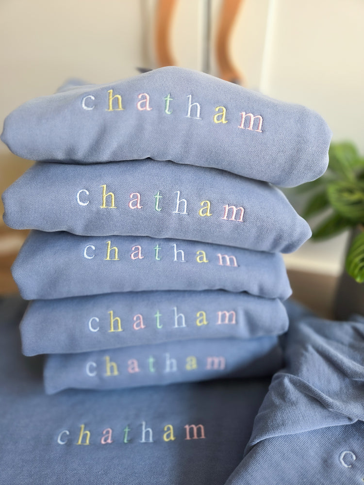 Pastel Custom Wording Embroidered Comfort Colors Sweatshirt