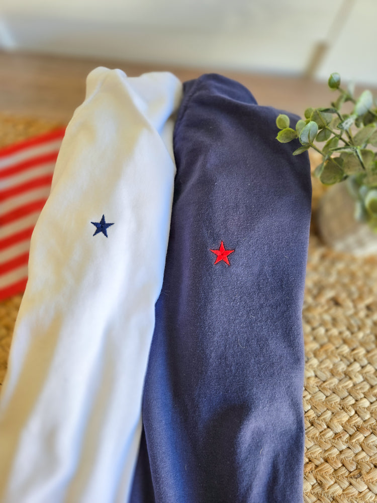 Minimalist Patriotic Star Embroidered Tshirt