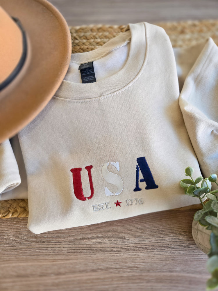 USA Est. 1776 Embroidered Sweatshirt