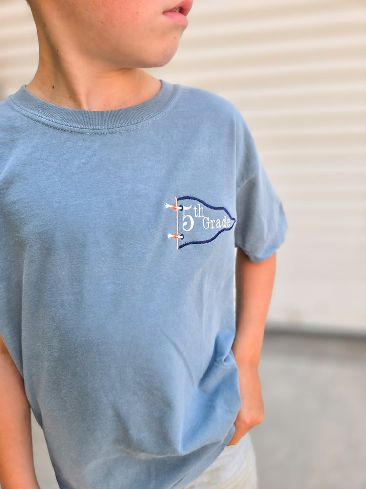 Pennant Flag Embroidered Left Chest Youth Tshirt